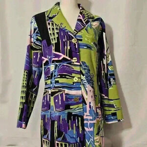 Vintage 90's Dandy by Andi M. Womens Multi Colored Abstract Jacket Blazer 10P